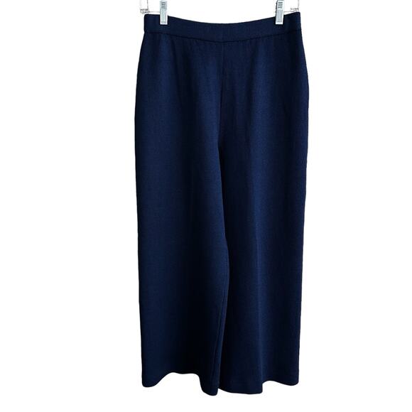 St John Collection Blue Santana Knit Pants Size 6 Wool Blend Pull On Ankle Crop - Picture 10 of 15